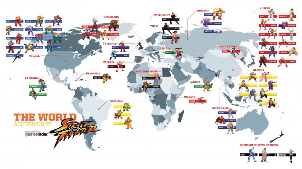 Mapa mundial de personagens do Street Fighter