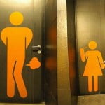Símbolos de portas de banheiros criativos