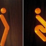 Símbolos de portas de banheiros criativos