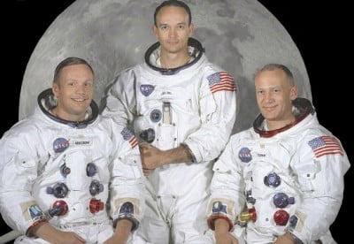 Os tripulantes da Apolo 11, primeira astronave a chegar à Lua.