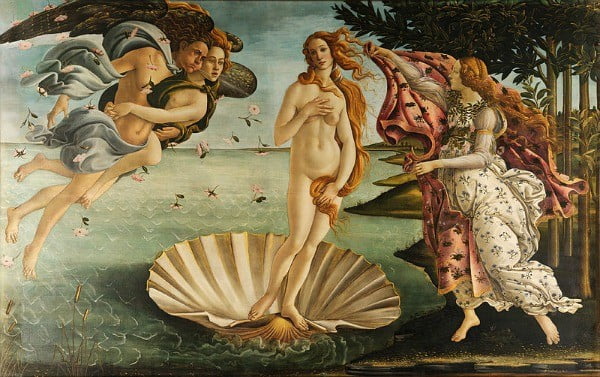 A tela “O Nascimento de Vênus”, exposta em Florença (Itália).