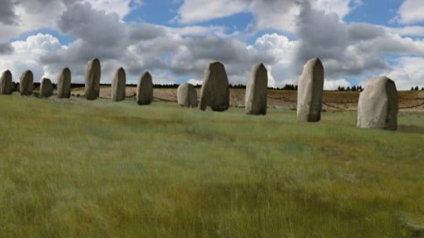  Representação artística das novas pedras de Stonehenge, produzida pelo Instituto Ludwig Boltzmann.