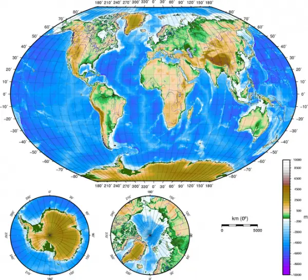 Continentes e regiões da Terra, que deverão ser unificar para formar Amásia.