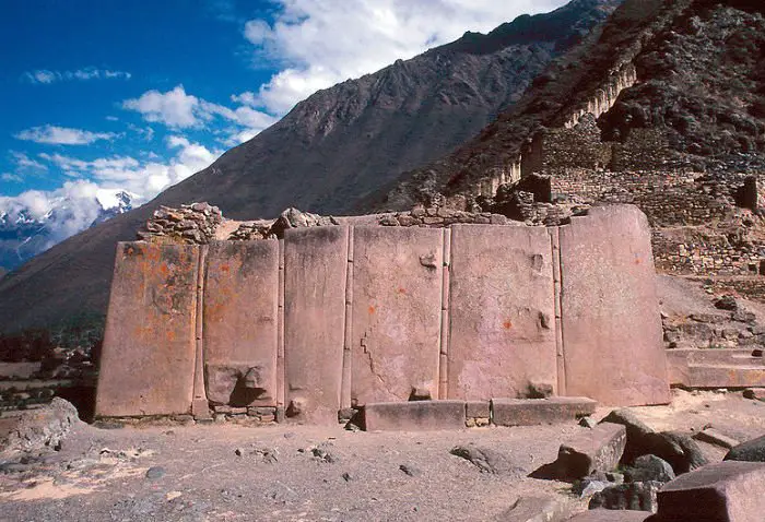 O Templo do Sol em Ollantaytambo, importante cidade do Império Inca.