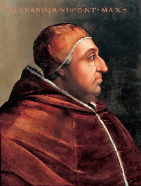 Rodrigo de Borja, o papa Alexandre VI, em pintura de Cristofano dell’Altissimo.