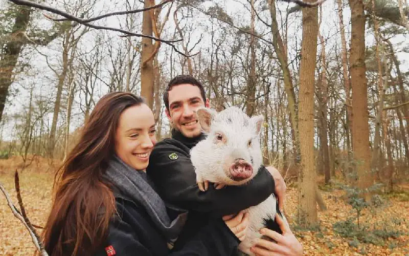 Uma porquinha é a dama de honra dessa mulher e acaba roubando toda a atenção